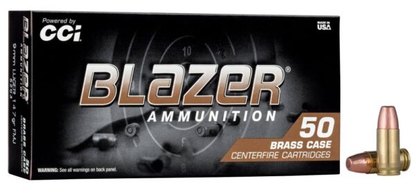 9mm 147gr FMJ Blazer Brass Ammo 50/Box 20 Bx/Case