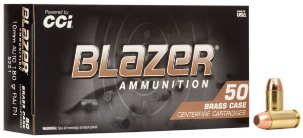 10mm 180gr FMJ FN Blazer Brass Ammo, 50/Box